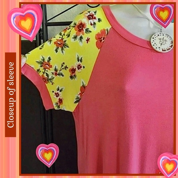 COOL MELON NWOT XL CORAL/YELLOW FLORAL TSHIRT CASUAL COTTAGECORE LIGHTWEIGHT - Picture 5 of 11